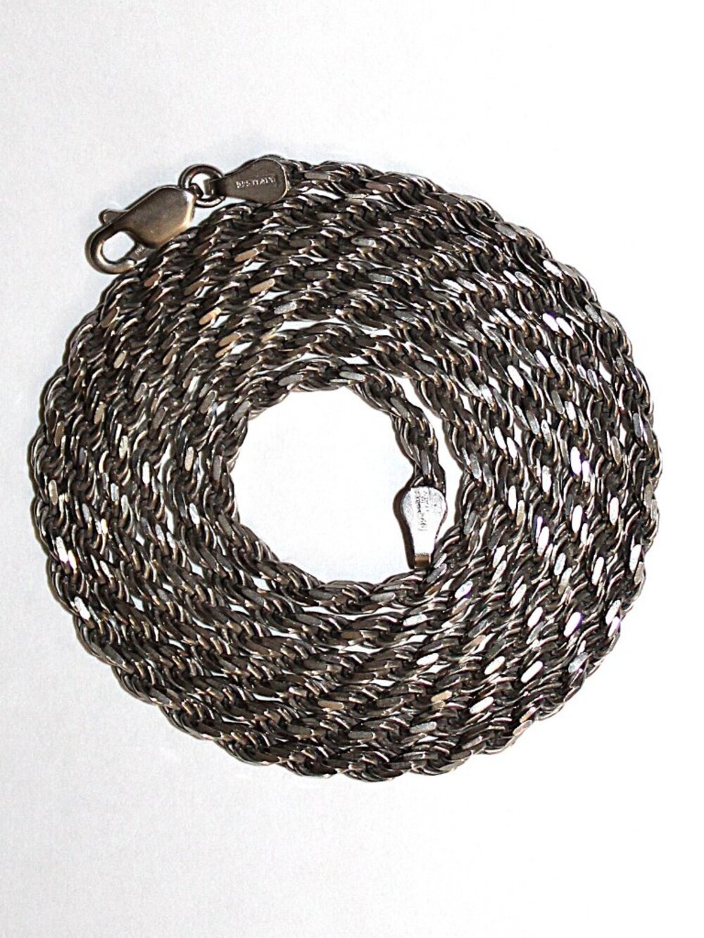 Milor Sterling Silver Rope Chain Necklace 30 Inches 26 Grams